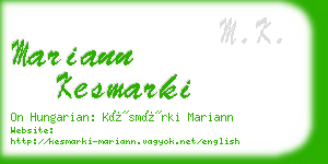 mariann kesmarki business card